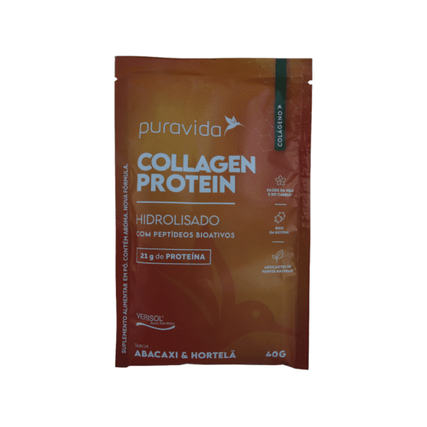 PURAVIDA SACHE COLLAGEN PROTEIN ABACAXI&HORTELÃ 40 G
