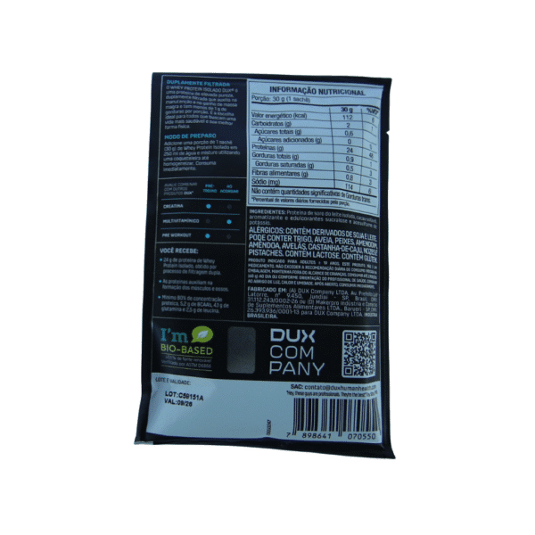 DUX WHEY PROTEIN ISOLADO CHOCOLATE 30G